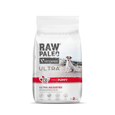 Raw Paleo Ultra Beef Mini Puppy 2kg Sucha Karma z Wołowiną Dla Szczeniąt Ras Małych