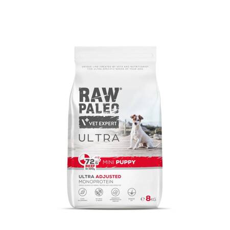 Raw Paleo Ultra Beef Mini Puppy 8kg Sucha Karma z Wołowiną Dla Szczeniąt Ras Małych