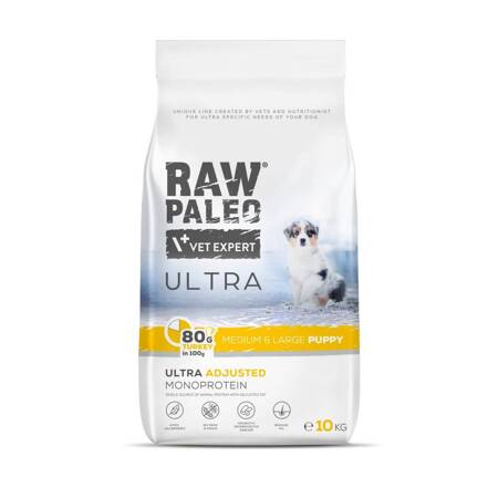 Raw Paleo Ultra Turkey Medium & Large Puppy 10kg Monoproteinowa Sucha Karma Z Indykiem Dla Szczeniąt