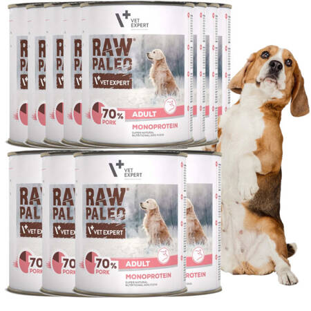 Raw Paleo Wieprzowina Mokra Karma Dla Psa Adult Monoprotein 12x800g