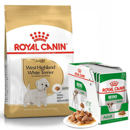 Royal Canin Adult Sucha Karma Dla Psów Rasy West Terrier 3kg + Mokra W Sosie Dla Małych Ras 12x85g