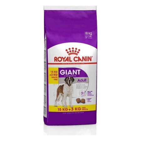 Royal Canin Giant Adult Karma Sucha Dla Psów Dorosłych Ras Olbrzymich 15kg + 3kg GRATIS