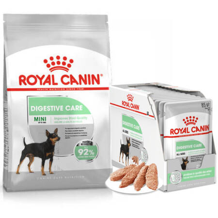 Royal Canin Mini Digestive Care Karma Sucha 8kg + Pasztet 12x85g Dla Psów Ras Małych O Wrażliwym Przewodzie Pokarmowym