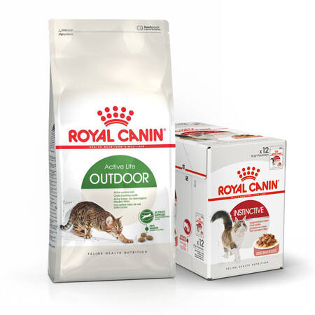Royal Canin Outdoor 10kg + Instinctive 12x85g GRATIS Sucha i Mokra Karma Dla Aktywnych Dorosłych Kotów
