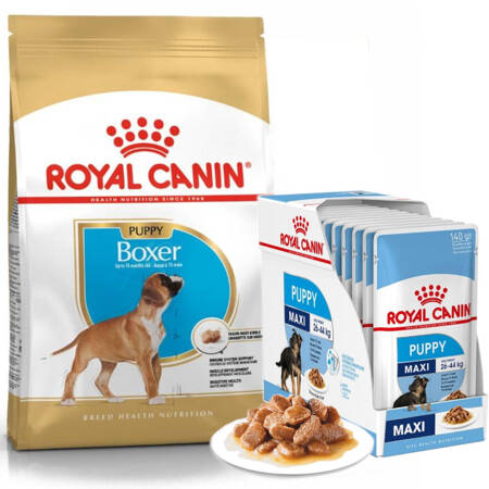 Royal Canin Puppy Boxer Sucha Karma Dla Szczeniąt 12kg + Mokra W Sosie 12x85g