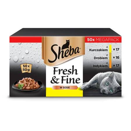 SHEBA Fresh&Fine Drobiowe Smaki 4 sztuki 50x 50g Saszetka - mokra karma dla kotów