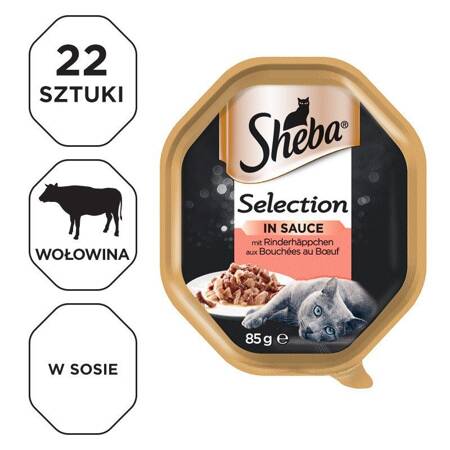 SHEBA Selection 22x85g z Wołowiną - mokra karma dla kotów w sosie
