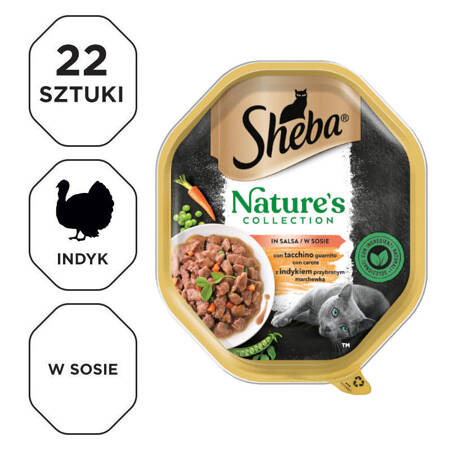 SHEBA tacka 22x85g Nature's Collection mokra karma dla dorosłych kotów w sosie z indykiem przybranym marchewką