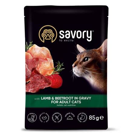 Savory Cat Adult 85g Mokra Karma Dla Kota Z Jagnięciną I Burakami W Sosie