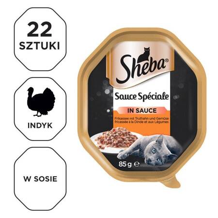 Sheba Sauce Speciale 22x85g Z Indykiem I Warzywami, Mokra Karma W Sosie