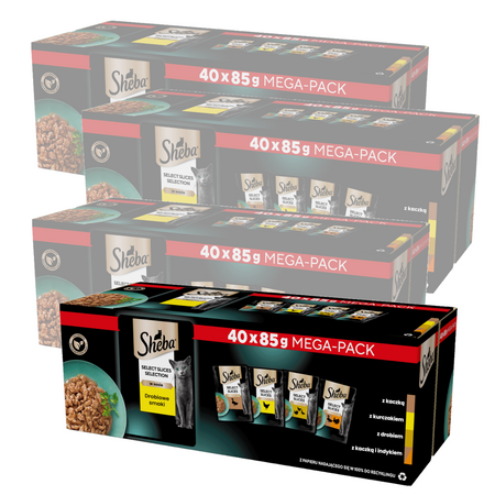 Sheba Selection Select Slices Drobiowe Smaki 160x85g Mokra Karma Pełnoporcjowa Dla Kota W Sosie