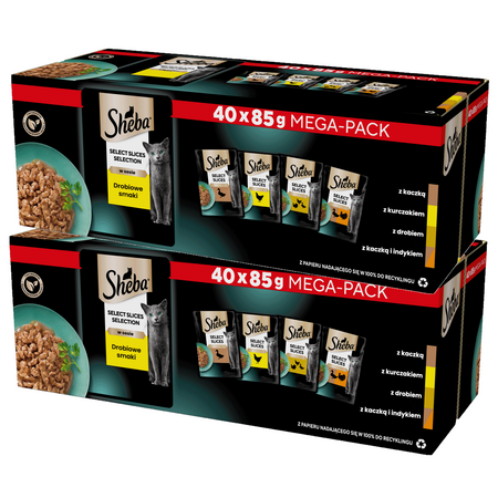 Sheba Selection Select Slices Drobiowe Smaki 80x85g Mokra Karma Pełnoporcjowa Dla Kota W Sosie