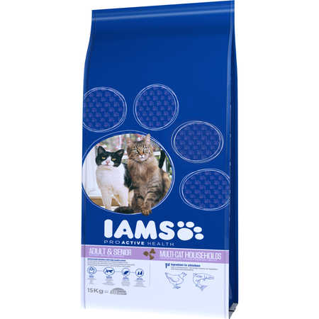 Sucha Karma Dla Kota Iams Pro Active Health Multi-Cat Z Kurczakiem I Łososiem Zdrowy Układ Moczowy 15kg