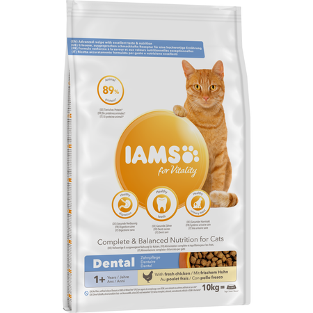 Sucha Karma Dla Kotów Iams for Vitality Dental Ze Świeżym Kurczakiem Zdrowe I Mocne Zęby 10kg