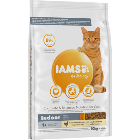 Sucha Karma Iams for Vitality Indoor Dla Dorosłych I Starszych Kotów Niewychodzących Ze Świeżym Kurczakiem 10kg