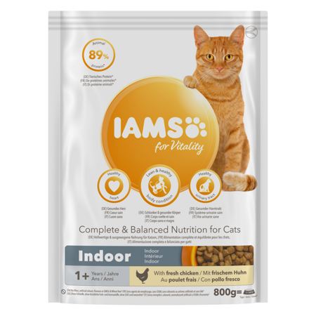 Sucha Karma Iams for Vitality Indoor Dla Dorosłych I Starszych Kotów Niewychodzących Ze Świeżym Kurczakiem 800g