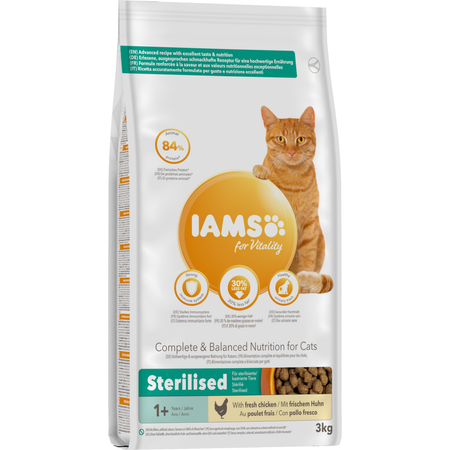Sucha Karma Iams for Vitality Light in Fat Dla Dorosłych Kotów Sterylizowanych Ze Świeżym Kurczakiem 3kg