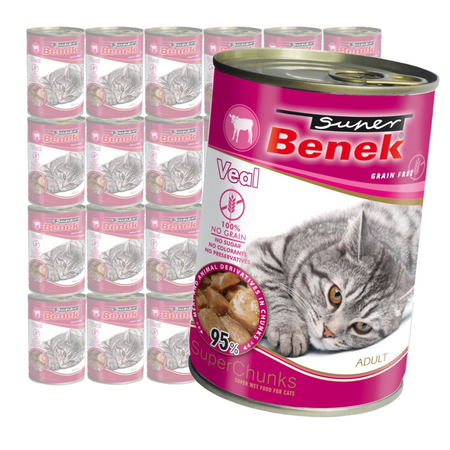 Super Benek Chunks Bezzbożowa Mokra Karma Dla Kota Z Cielęciną W Sosie 24x415g