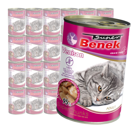 Super Benek Chunks Bezzbożowa Mokra Karma Dla Kota Z Dziczyzną W Sosie 24x415g