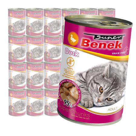 Super Benek Chunks Bezzbożowa Mokra Karma Dla Kota Z Kaczką W Sosie 24x415g