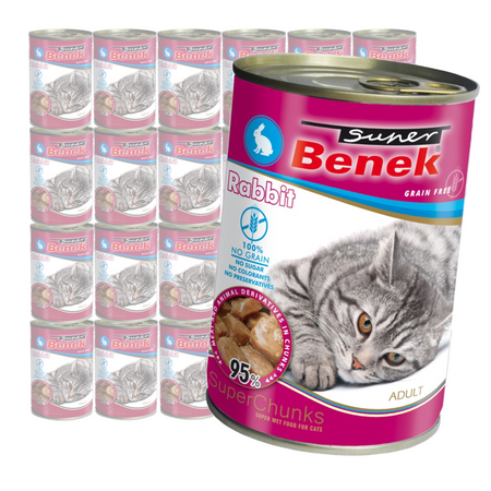 Super Benek Chunks Bezzbożowa Mokra Karma Dla Kota Z Królikiem W Sosie 24x415g