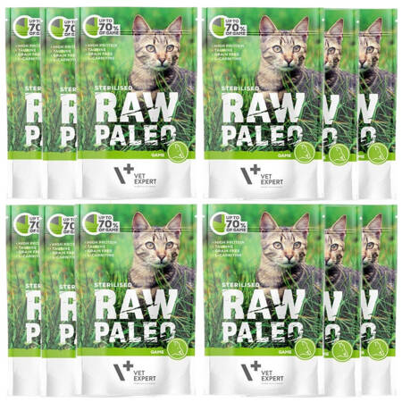 Vet Expert Raw Paleo Sterilised Game 12x100g Mokra Karma Dla Kotów 68% Dziczyzny