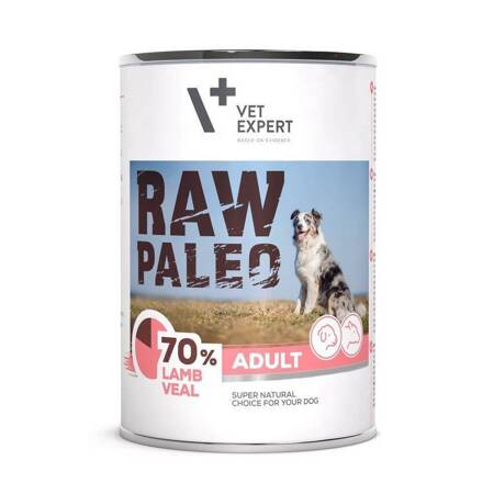 VetExpert RAW PALEO Adult Lamb Veal 400g karma mokra z jagnięciną i cielęciną dla psów
