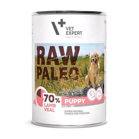 VetExpert RAW PALEO Puppy Lamb Veal 400g karma mokra z jagnięciną i cielęciną dla szczeniąt