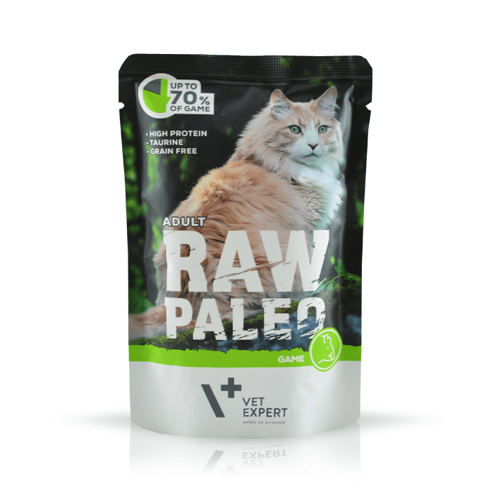 VetExpert Raw Paleo ADULT 100g GAME - Mokra Karma dla Kotów 70% DZICZYZNY Bez zbóż