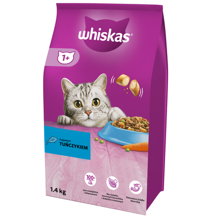 Whiskas Adult 1,4kg Sucha Karma Pełnoporcjowa Dla Dorosłych Kotów Z Tuńczykiem