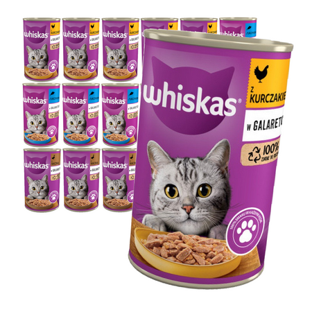 Whiskas Adult 18x400g Mokra Karma Dla Kotów Mix Smaków w Galaretce Kurczak Kaczka Tuńczyk