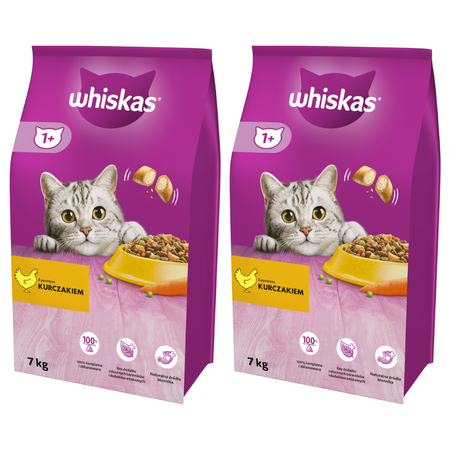 Whiskas Adult 2 x 7kg - Sucha Karma Dla Kotów Z Kurczakiem I Warzywami 