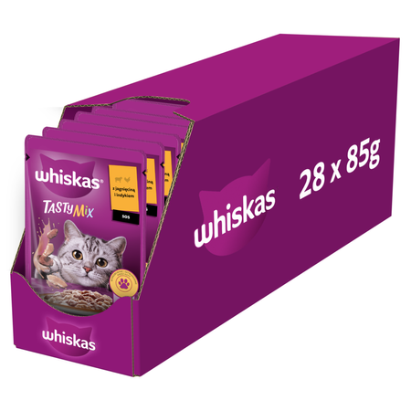 Whiskas Adult 28x85g Mokra Karma Dla Dorosłych Kotów Kawałki Z Jagnięciną I Indykiem W Sosie