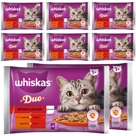 Whiskas Adult 32x85g Zestawy Klasyczne Mokra Karma Dla Dorosłych Kotów 2 Smaki W Galaretce