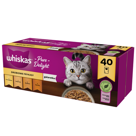 Whiskas Adult 40x85g Drobiowe Frykasy Mokra Karma Dla Dorosłych Kotów 4 Smaki W Galaretce