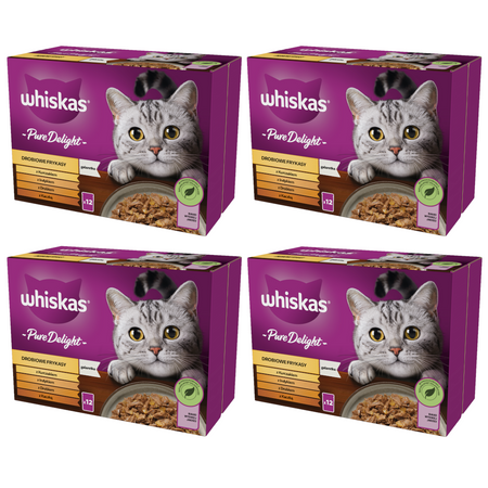 Whiskas Adult 48x85g Drobiowe Frykasy Mokra Karma Pełnoporcjowa Dla Dorosłych Kotów W Galaretce