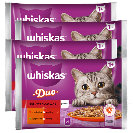 Whiskas Adult 4x340g Zestawy Klasyczne Mokra Karma Dla Dorosłych Kotów 2 Smaki W Galaretce