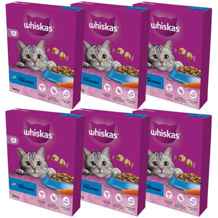 Whiskas Adult 6x300g Sucha Karma Pełnoporcjowa Dla Dorosłych Kotów Z Tuńczykiem