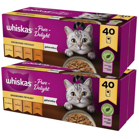 Whiskas Adult 80x85g Drobiowe Frykasy Mokra Karma Dla Dorosłych Kotów 4 Smaki W Galaretce