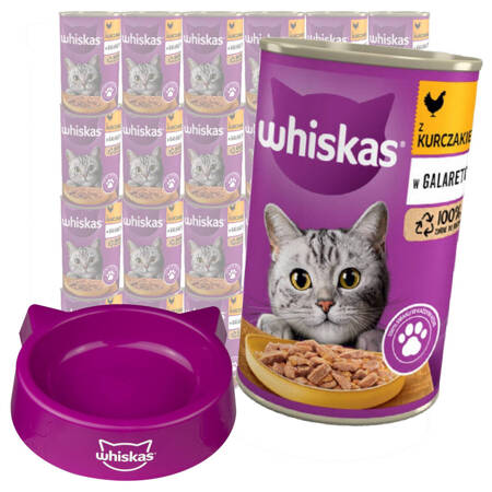 Whiskas Adult Kurczak W Galaretce 24x400g Mokra Karma Pełnoporcjowa Dla Kota + Miska Gratis