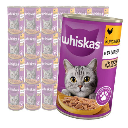 Whiskas Adult Puszka 24x400g Mokra Karma Pełnoporcjowa Dla Dorosłych Kotów Kurczak W Galaretce