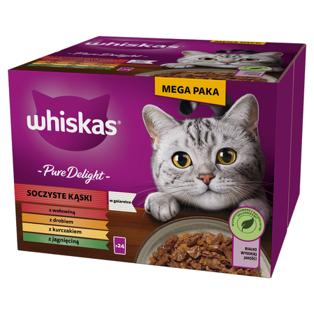 Whiskas Adult Soczyste Kąski Pure Delight Saszetki 24x85g Mokra Karma Dla Dorosłych Kotów w Galaretce