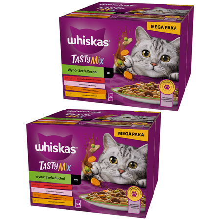Whiskas Adult Tasty Mix Wybór Szefa Kuchni Saszetki 48x85g Mokra Karma Dla Dorosłych Kotów w Sosie