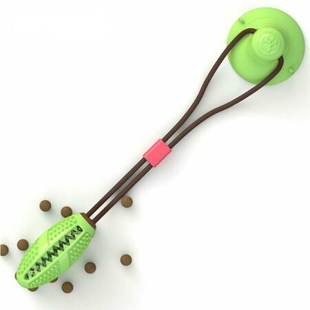 Zabawka gryzak dla psa SNACK BALL, piłka z dozownikiem na przyssawce kolor ZIELONY