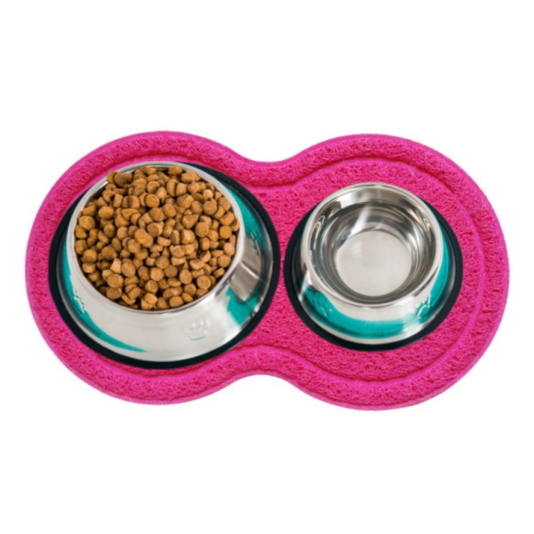 Antypoślizgowa podkładka pod miski dla psa i kota Łapki RÓŻOWA mata