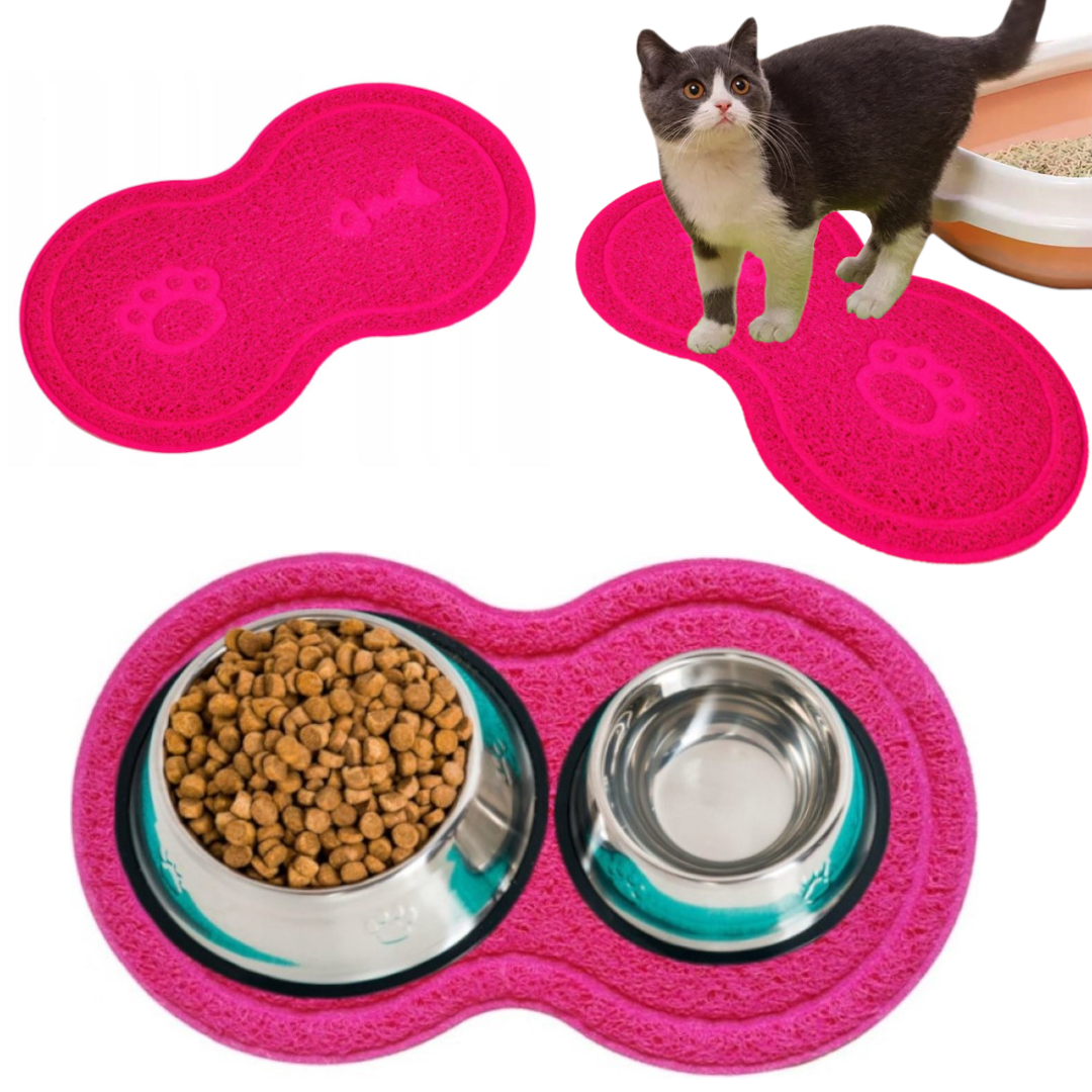 Antypoślizgowa podkładka pod miski dla psa i kota Łapki RÓŻOWA mata