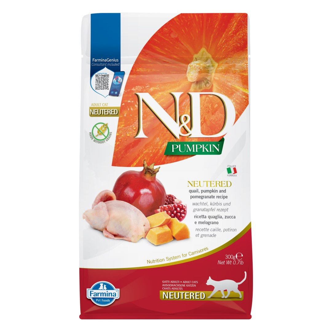 N&D Cat Pumpkin Neututred Quail & Pomegranate 300g Karma Kota Po