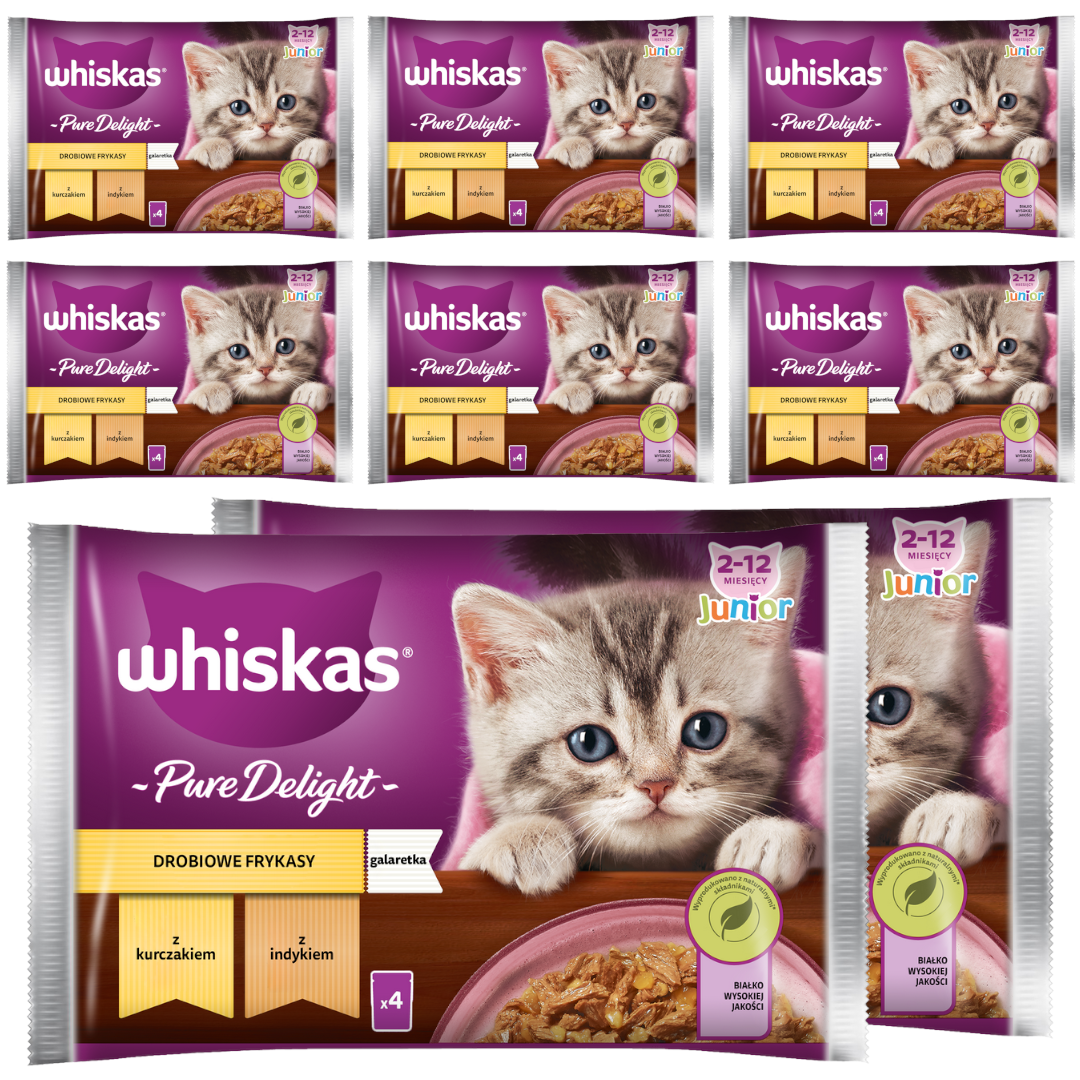 WHISKAS Junior Saszetki 32 x 85g Drobiowe Frykasy Mokra Karma Dla