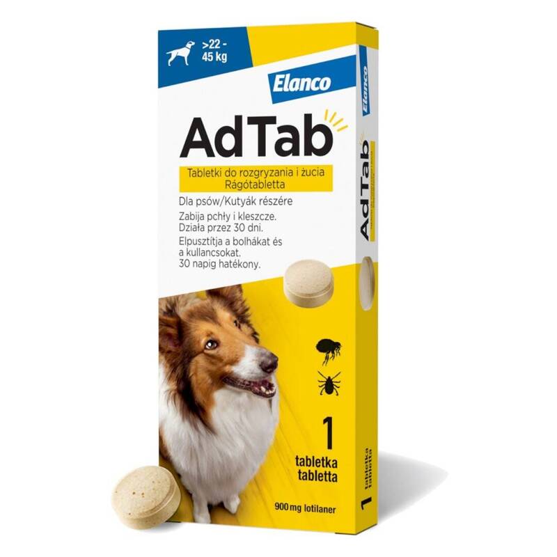 AdTab Tabletka Dla Psa >22-45kg Do Rozgryzania Na Pchły I Kleszcze 1szt.