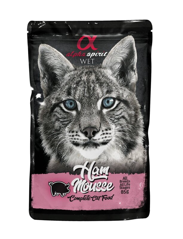 Alpha Spirit Ham Mousse 85g Mus z Wieprzowiny Saszetka - Karma Mokra dla Kotów